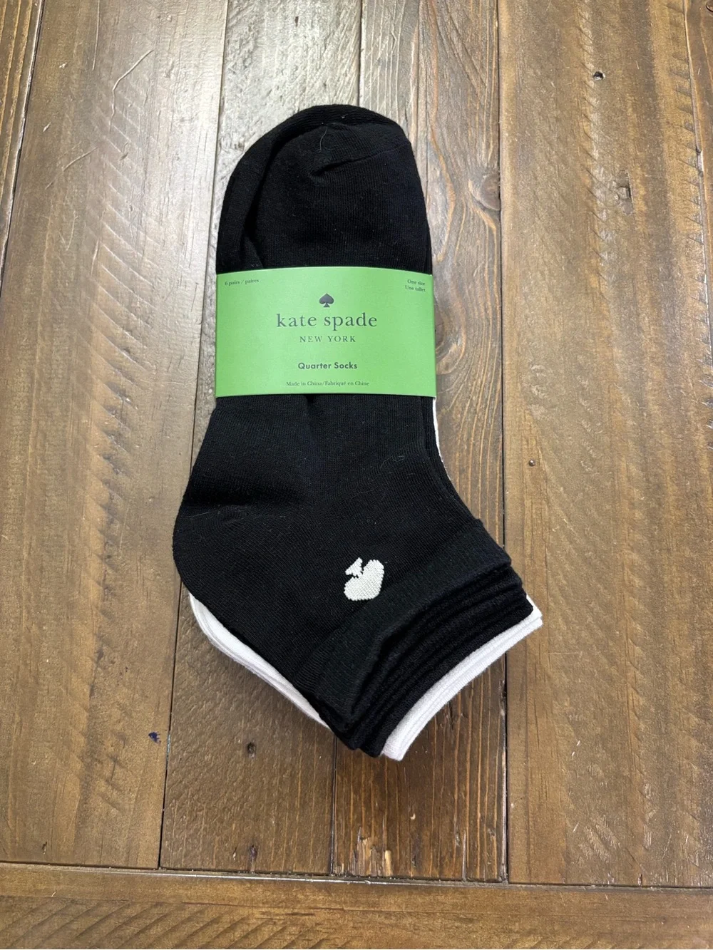Kate Spade 6 Pack Black, Gray and White Quarter Socks